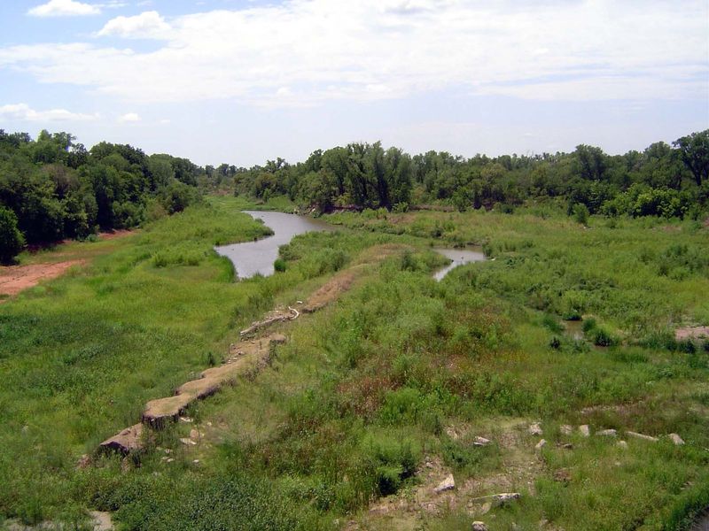 And here's the North Canadian less than 10 miles upstream. Until a few years ago, the Oklahoma River was as sporadic as the view here. Not t