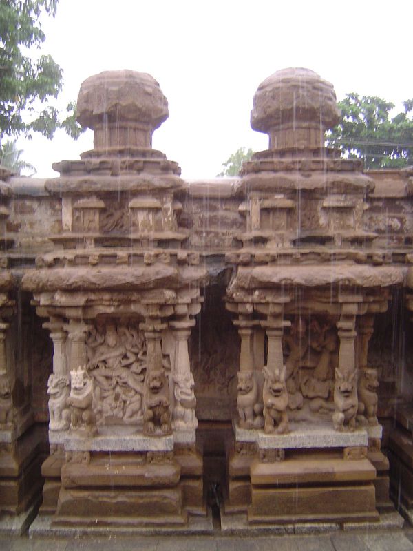 Here we focus on the side temples seen while standing on the steps in the previous picture. Each has a lila-murti of Shiva, or an image of o