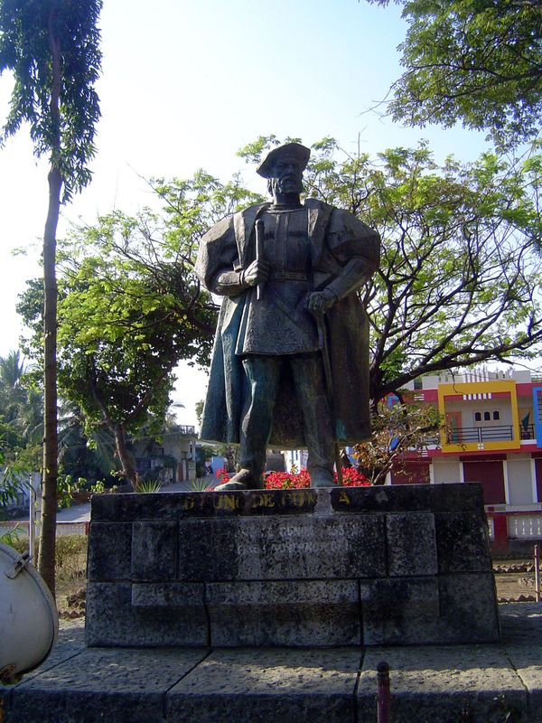 One of the very few Portuguese monuments to survive, in this case in the park adjoining the Collector's office. The figure is Nuno Da Cunha,