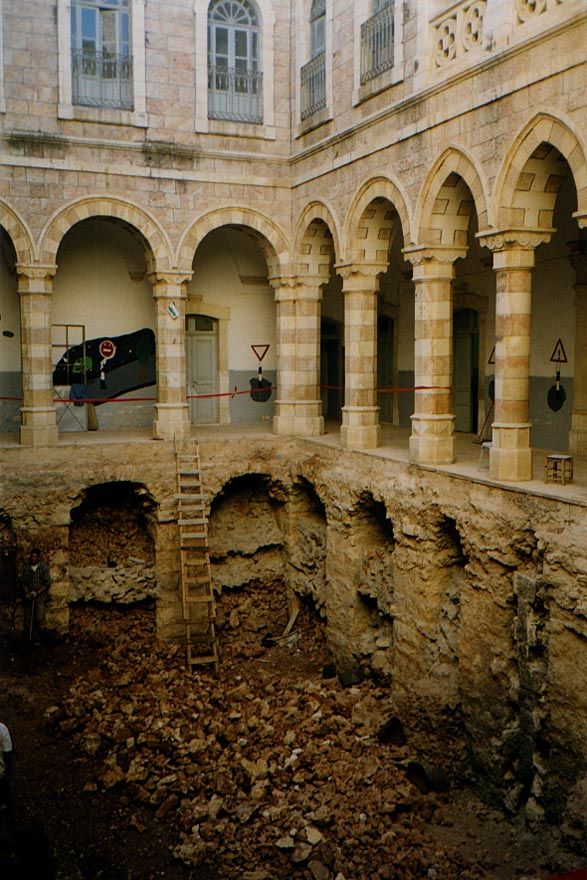 The courtyard during excavations made in the course of the hotel conversion.