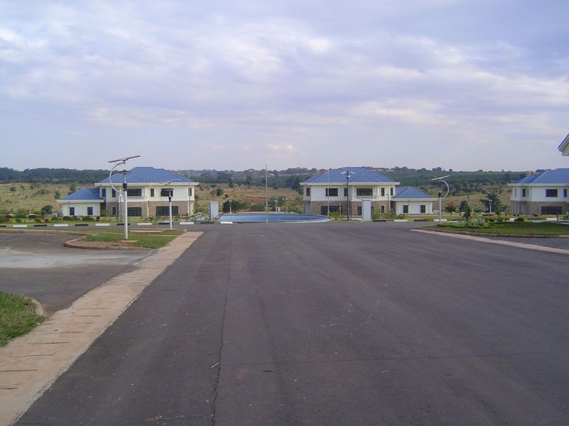 A residential subdivision nears completion.
