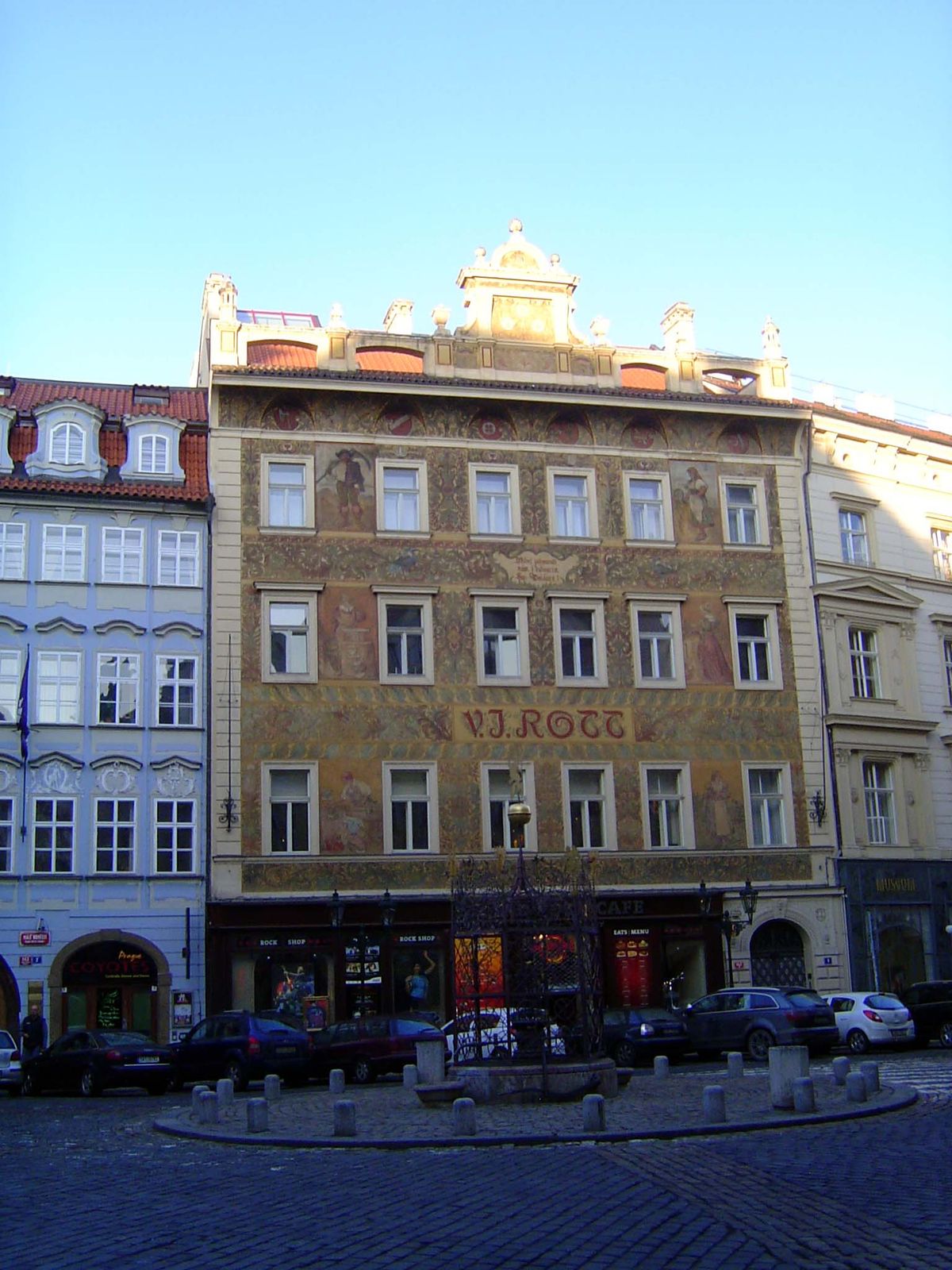 Paintings by Ladislav Novak and Arnot Hofbauer, following sketches by Mikolas Ales, decorate a building from 1896-97. The architect was Edua