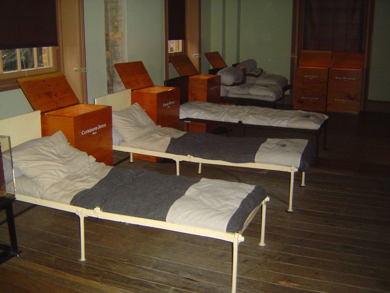 For the next 40 years, until 1886, the building housed Irish immigrant women—some 40,000 all told. This room shows how they lived. In 1862 t