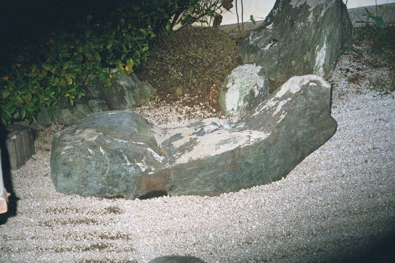 The garden at Daisen-in "Great Hermit" sub-temple shows a ship at sea.