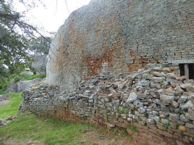 We've finally made it up to the summit wall, buttressed by 20th century workers.