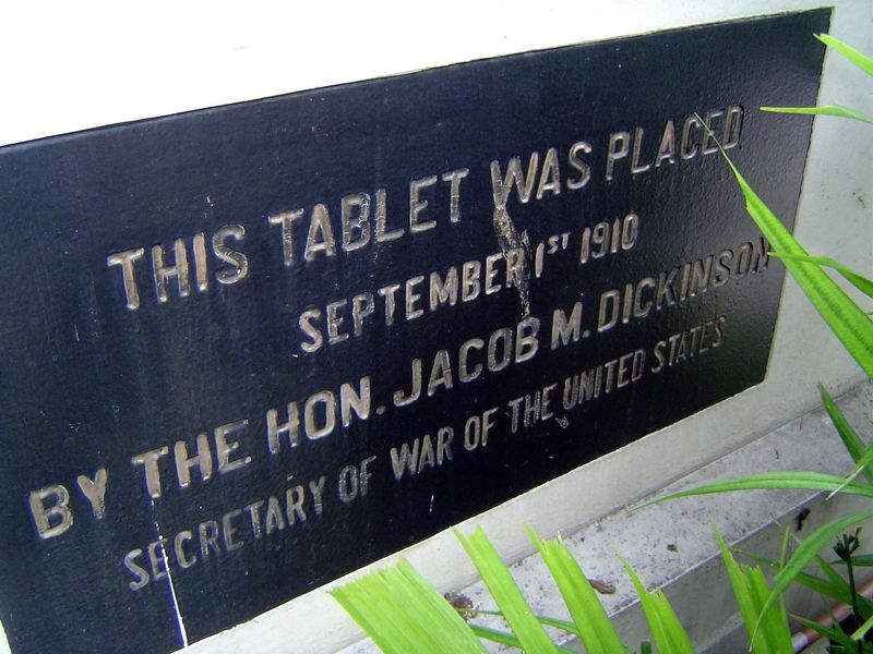Hidden by landscaping, the hotel has a cornerstone laid by the American cabinet officer who, for lack of a Colonial Office, was responsible 
