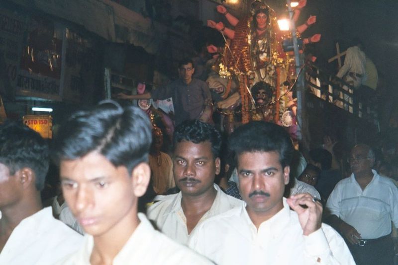 Escorting an image of the goddess to the river.