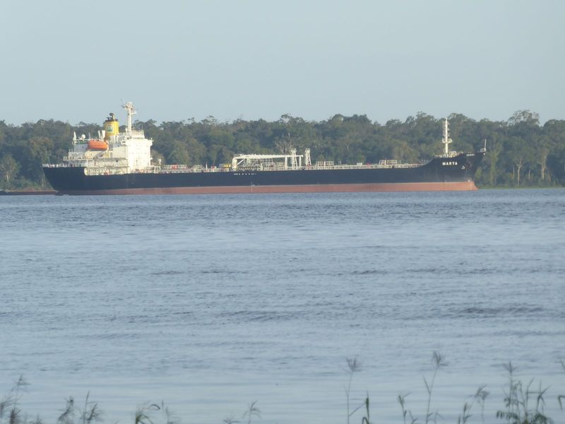A Petrobras tanker brings crude to the refinery.