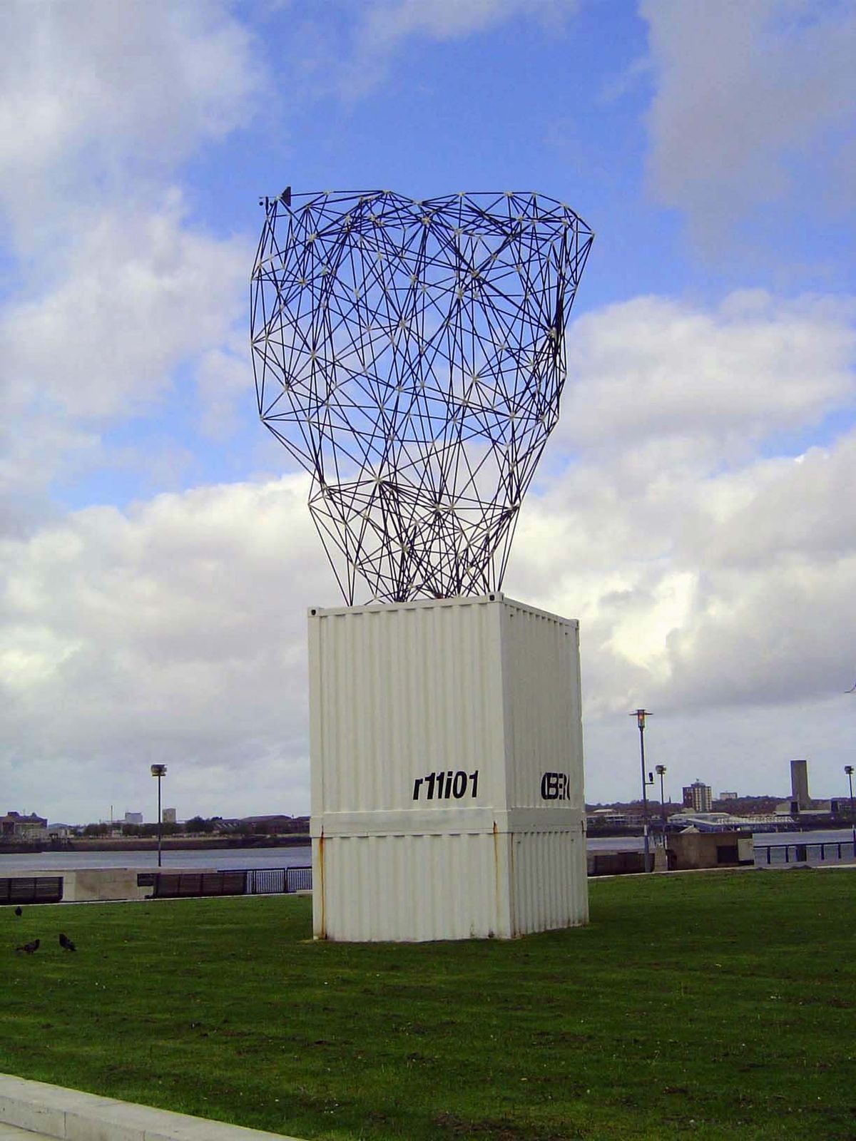 More recent artworks tend toward the ironic self-deprecation of a nation stripped of its empire. This sculpture on the lawn between the Mers