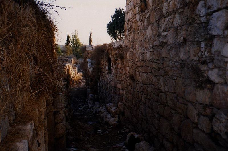 A thoroughfare through the core of Deir Istiya. Roads surround the old village but do not penetrate it.