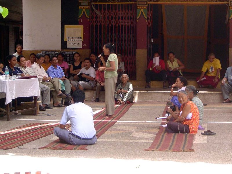 Speech... in Tibetan. One topic on the agenda might have been the plans of the Delhi Development Authority to demolish the colony.