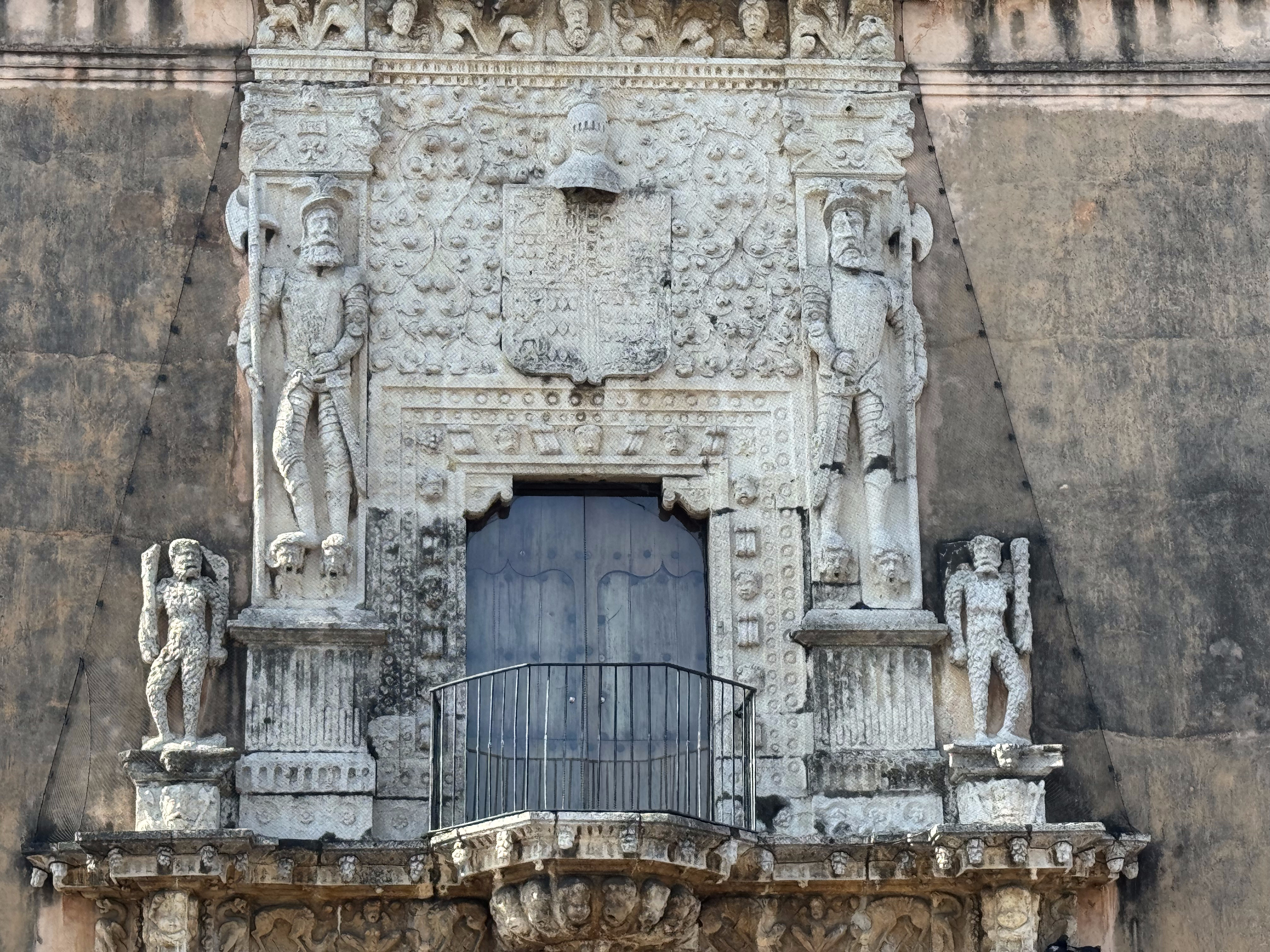 The Montejo's were proud about crushing--sorry, I meant pacifying--the indigenous population.  Notice the feet of the Spanish soldiers.

;