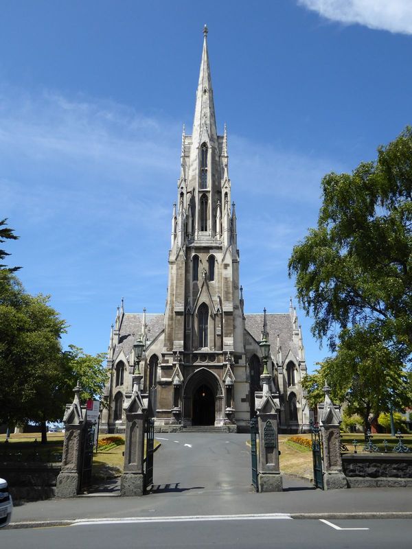 We should probably make room for another Dunedin icon. Here she be, a church that looks like one of those tropical fish with extreme sexual 