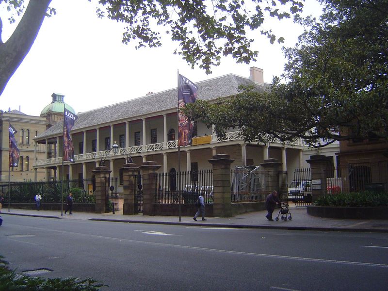 This is the Mint Museum, but that's recent: the building opened in 1814 as one wing of the Sydney Hospital. The central wing was demolished 