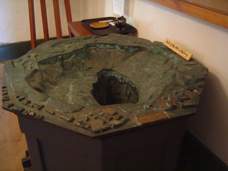 The museum has a cast of the "Big Hole," the best-known of Kimberley's diamond mines. No, it's not broken: the pit looks like that.