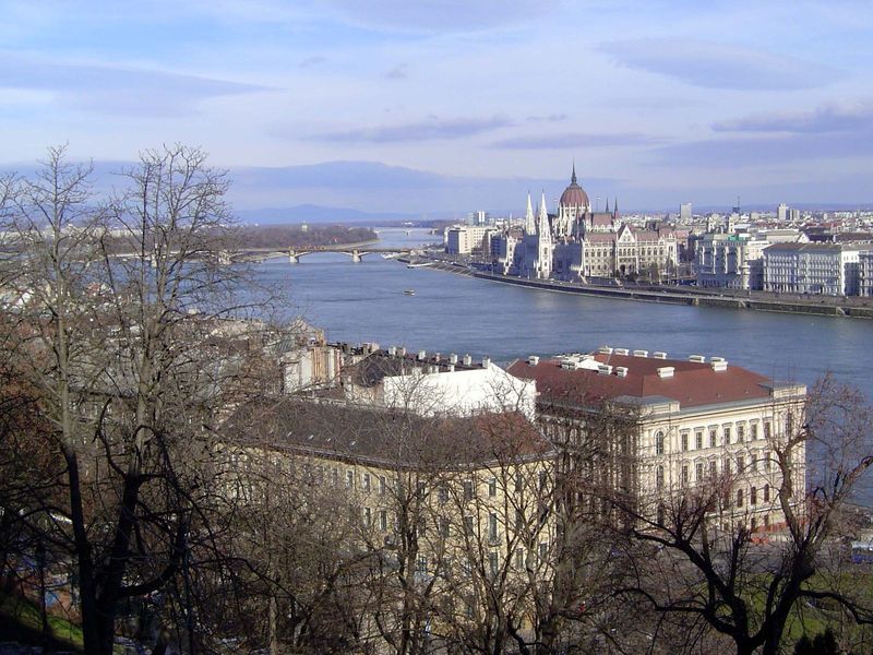 Here we are on Castle Hill, on the Buda side of Budapest. Paddle into the distance and you'll eventually arrive at Bratislava, Vienna, Linz,