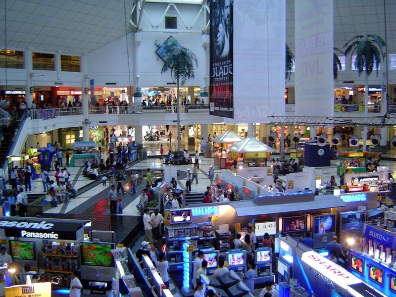 Makati's commercial hub is the Ayala Center, with four malls—Makati, Ayala, Pasay, and EDSA—radiating from this atrium.