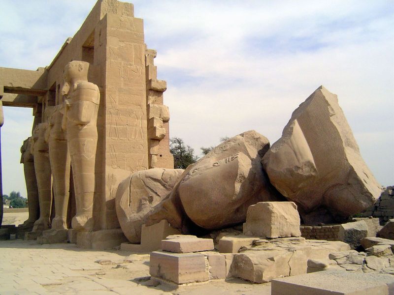 Toppled at the second pylon: this is the colossal statue of Rameses II that inspired Shelley's "Ozymandias."