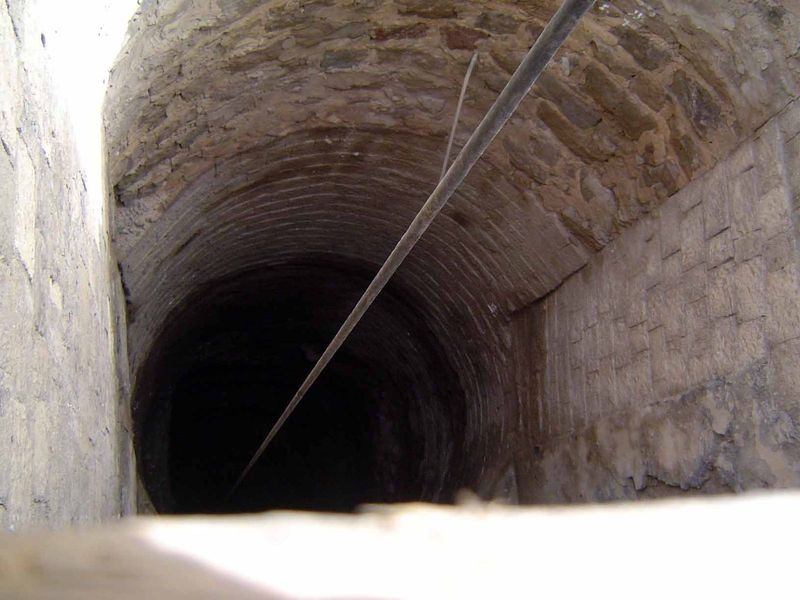 Now you do: a well. Buckets were hoisted by camels walking down long ramps or inclines. As the water table fell, the ramps grew longer, in s