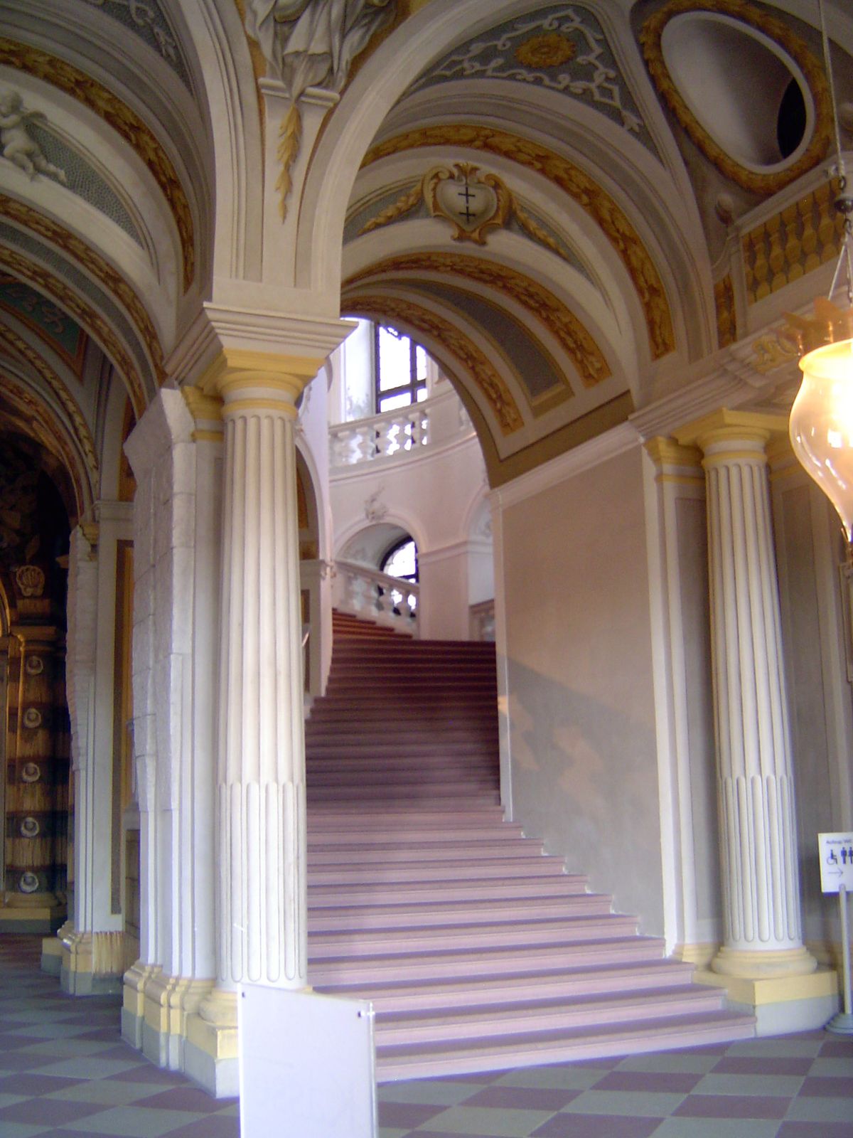 Pevsner: "In the Middle Ages staircases had mattered little. They were nearly always tucked away—a purely utilitarian part of the buildling.