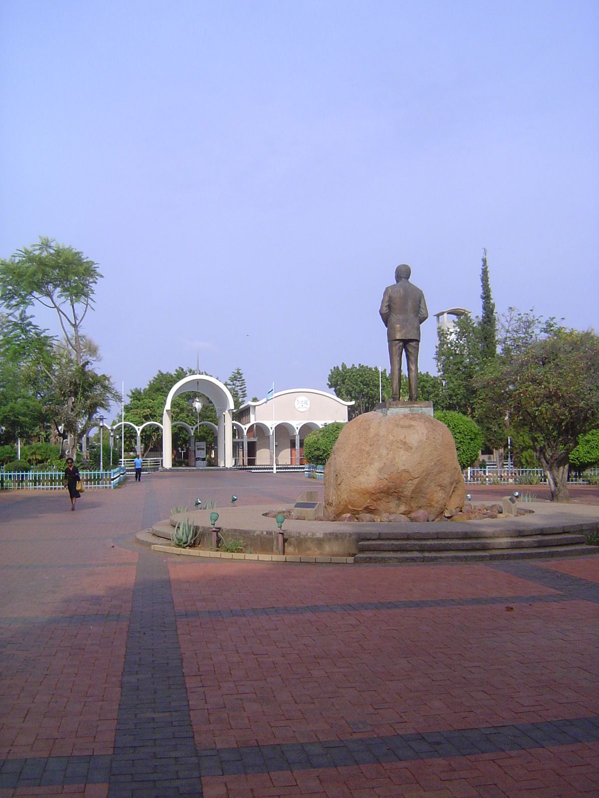 Botswana had two things going for it. The first was Seretse Khama, a leader in the Mandela mold. Here he stands gazing at the National Assem
