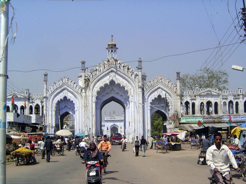 The second-best-known imambara in Lucknow is the Husainabad Imambara. Here is the entrance to the outer court, again now a road.