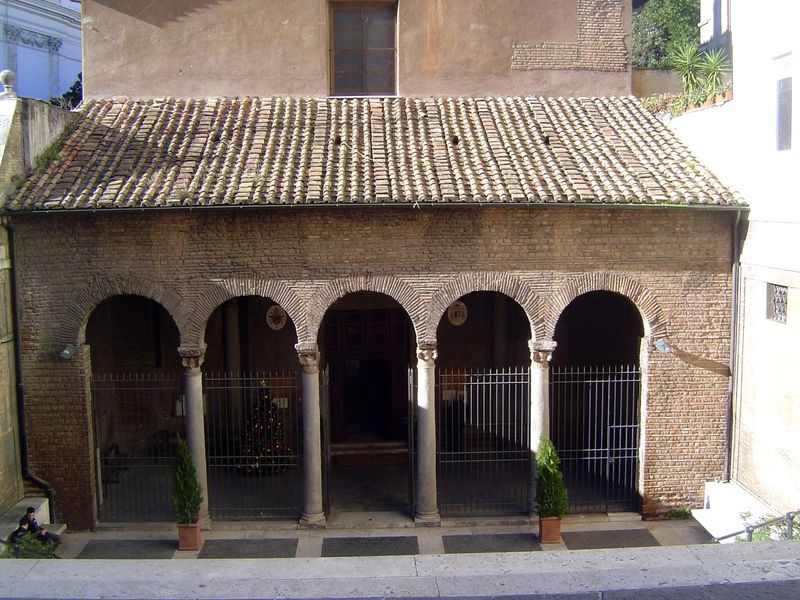 From the mighty to the humble, in this case the Basilica of San Vitale. Its position, down a flight of stairs from the Via Nazionale, hints 