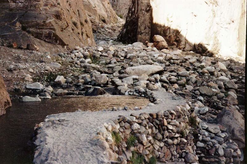 The "dam," such as it is: a stony hand reaching into the creek and catching most of the water, at least in summer.