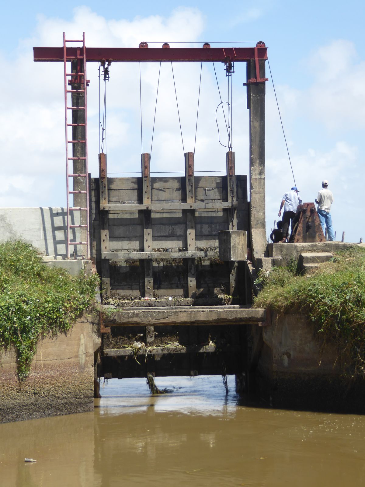 The sea wall also blocks the scores or more likely, hundreds of ditches built by the Dutch or, more exactly, their slaves to drain the sugar