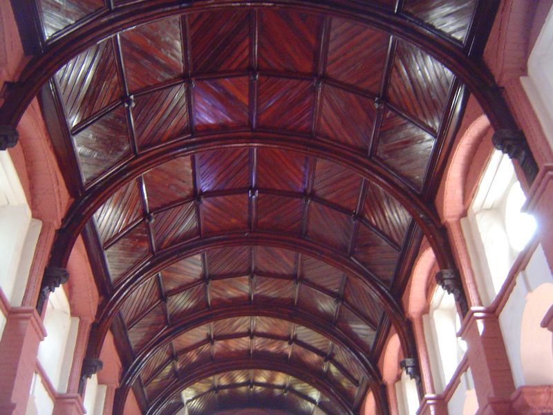 "The temporary ceiling of rough sawn cedar boards, that had itself replaced a previous ceiling of bamboos, was removed, and in its place, be