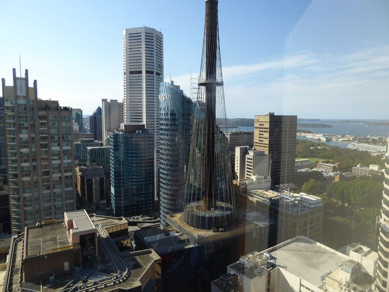 Yes: it's from a room with a view, but at the upper right you can see the meeting of the harbour and the sea. That barely perceptible cliff 