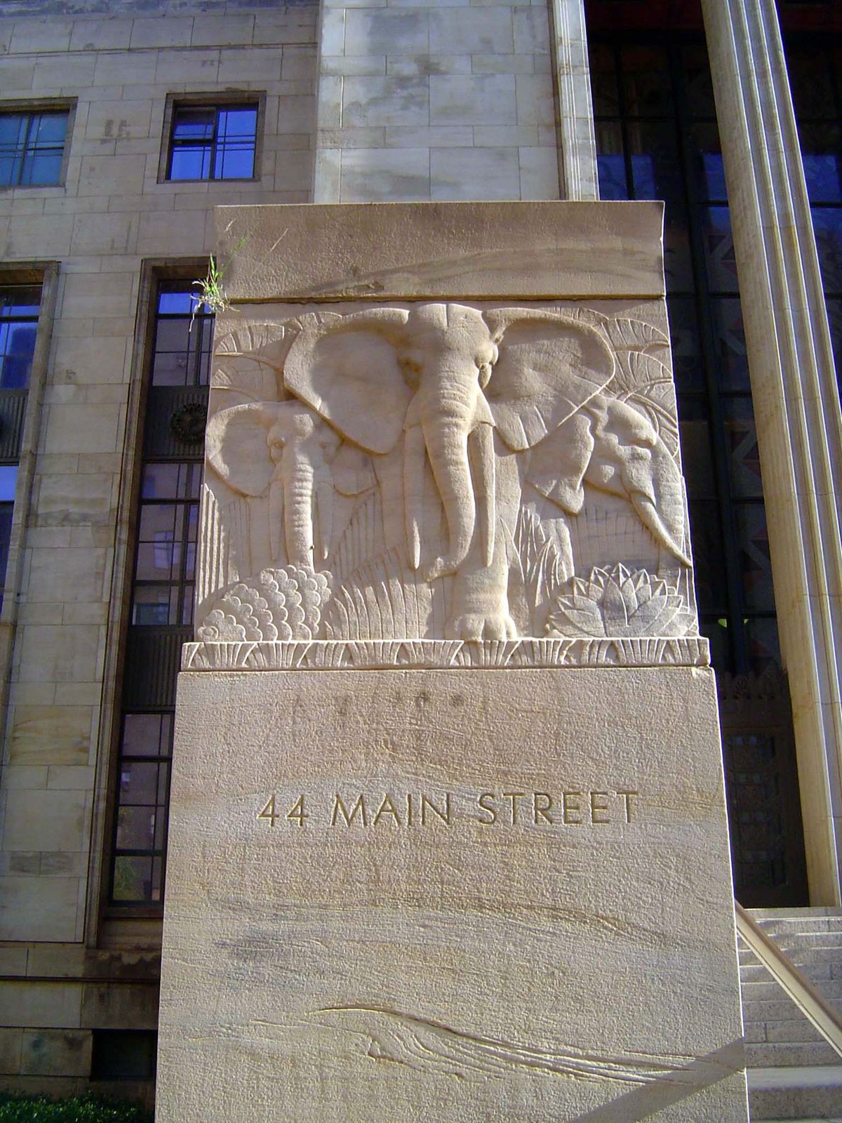 A detail—and as close as the building gets to a name. Could the elephant's leg be just a bit too thick?