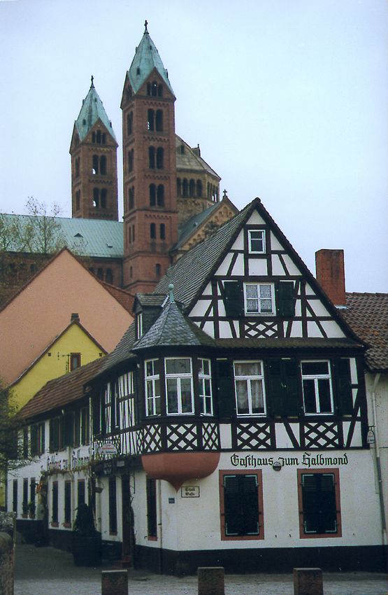 The church was once chockablock with cloister and bishop's residence, but most of those buildings are gone. Some fine half-timbering survive