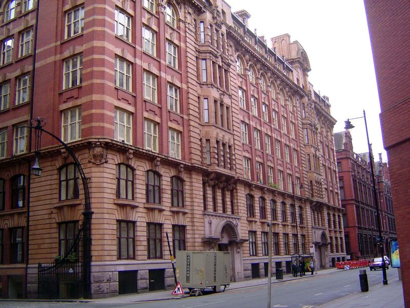 One reason for putting the fire station here was that we're on the edge of a textile warehouse district centered on Whitworth Street. This i
