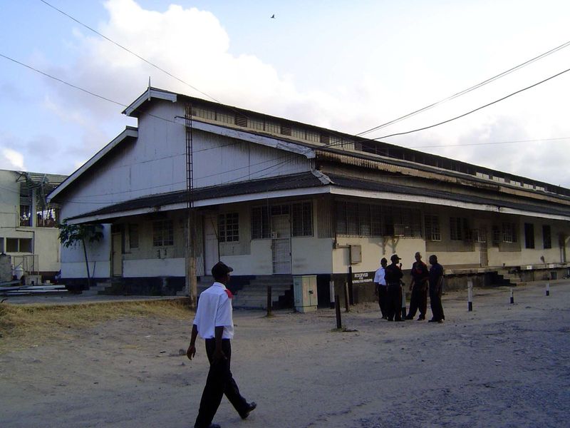 A rail-side warehouse, occasionally used by the UN's World Food Program.