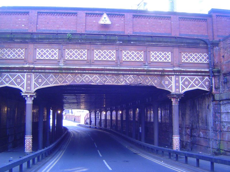 Here's the massive yet decorous cast-iron aqueduct of the Worcester and Birmingham Canal as it crosses Holliday Street. The aqueduct is surp