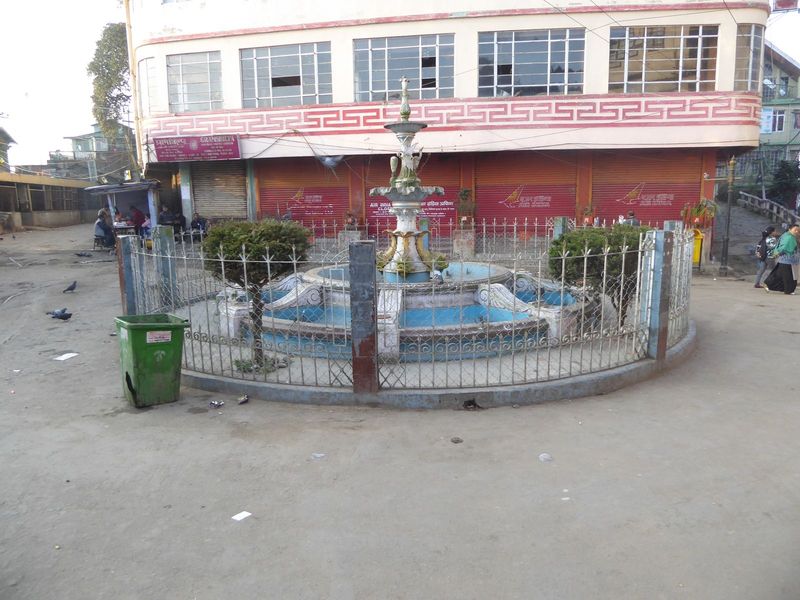 Then come over here to the other end of the plaza and this defunct fountain.