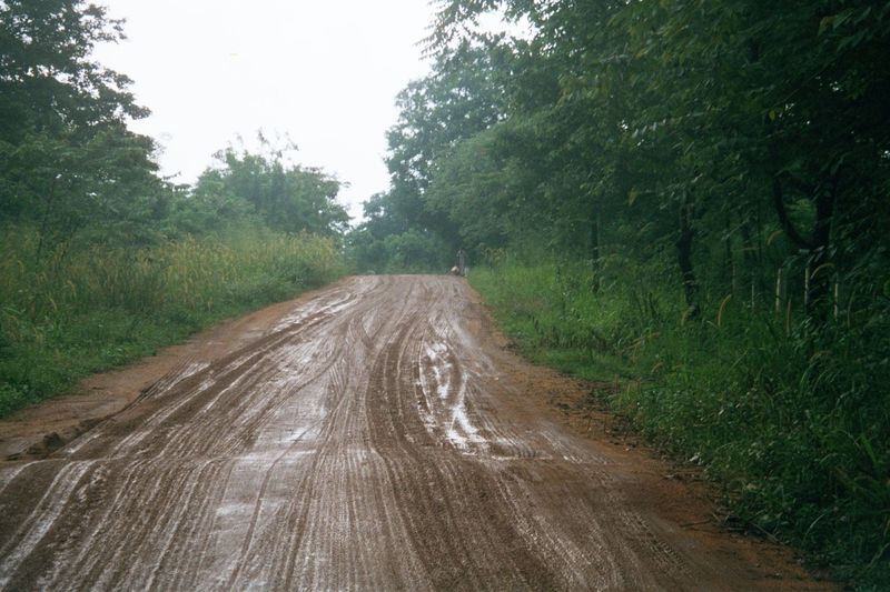 Two hours north of Kandy: the main Sigiriya approach road on Christmas Day, 2000.