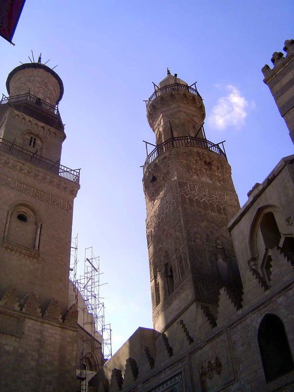 Nos. 43 and 44 On the left is the minaret of the complex of Qalawun, built in 1284; on the right, with a circular minaret, is the slightly l