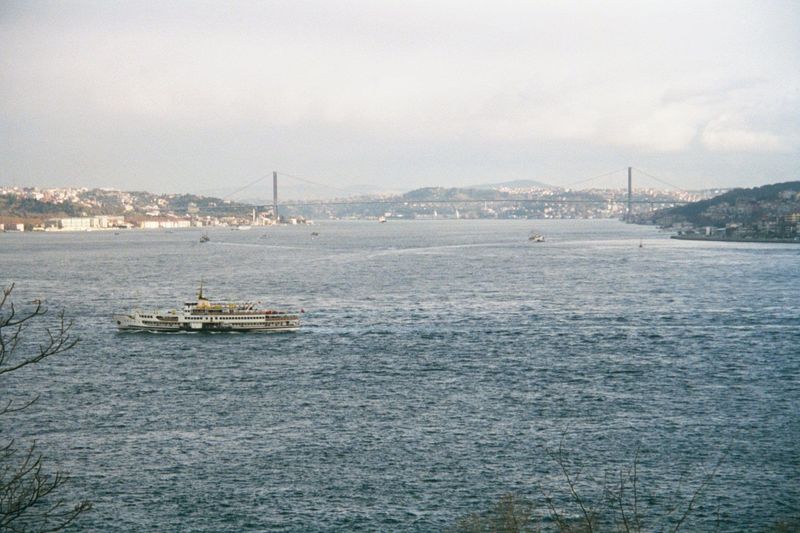 Here's the main channel of the Bosporus, with European Turkey on the left and Asiatic Turkey on the right. The view is from Topkapi palace l