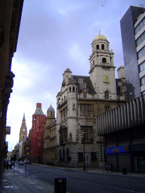 Looking down Dale Street. The building in the center right is the head office of Royal Insurance, completed in 1903 by J. Francis Doyle, who