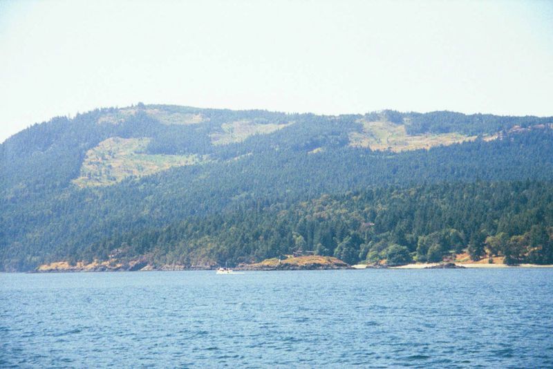 Looking east from the same position: the clearcut island mountains. Looks a lot like coastal Oregon and Washington, but this is all Crown la