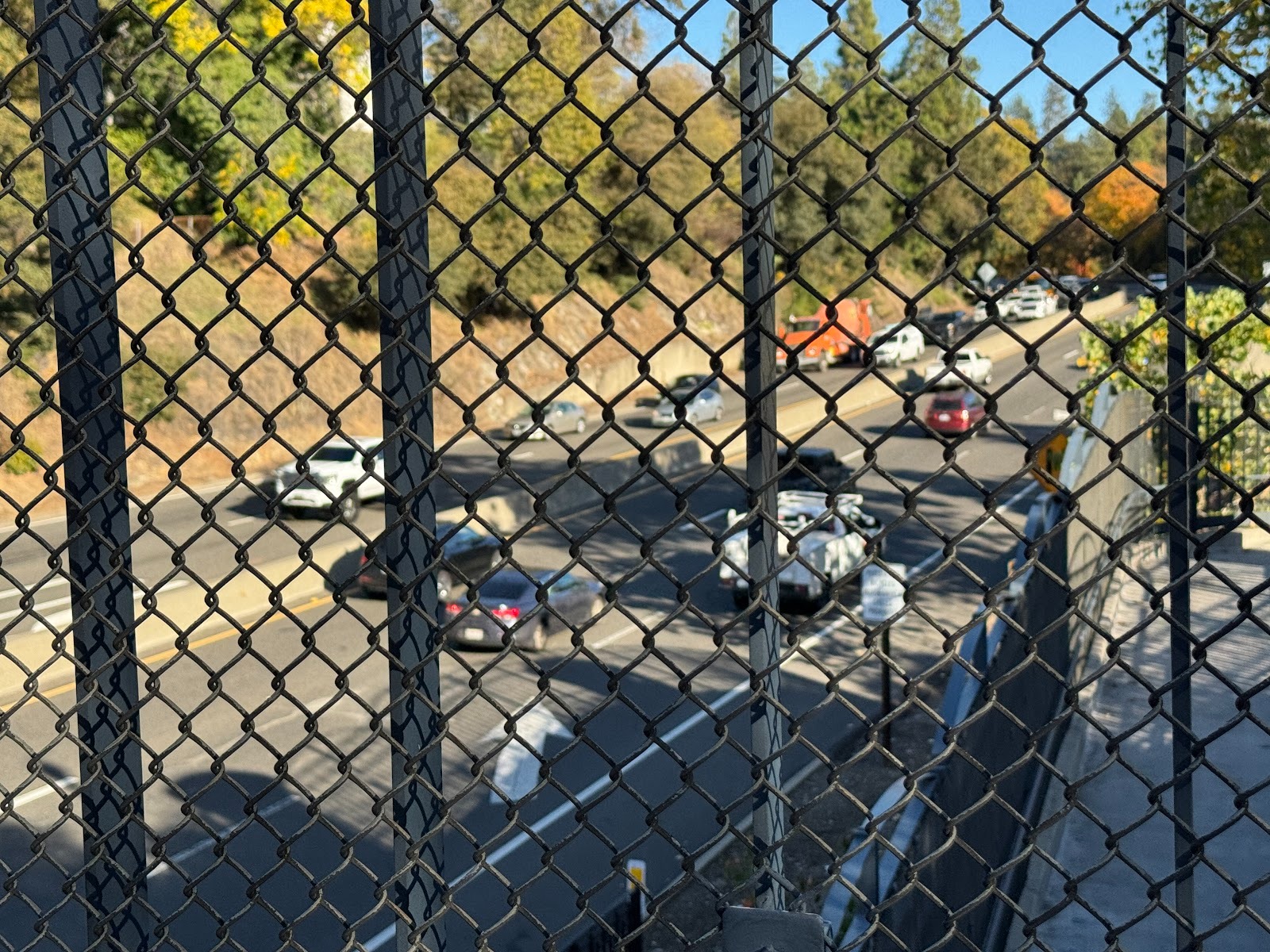 Exciting, huh!   This is U.S. 50 as it cuts Placerville in half.  That dissection explains this pedestrian overpass.