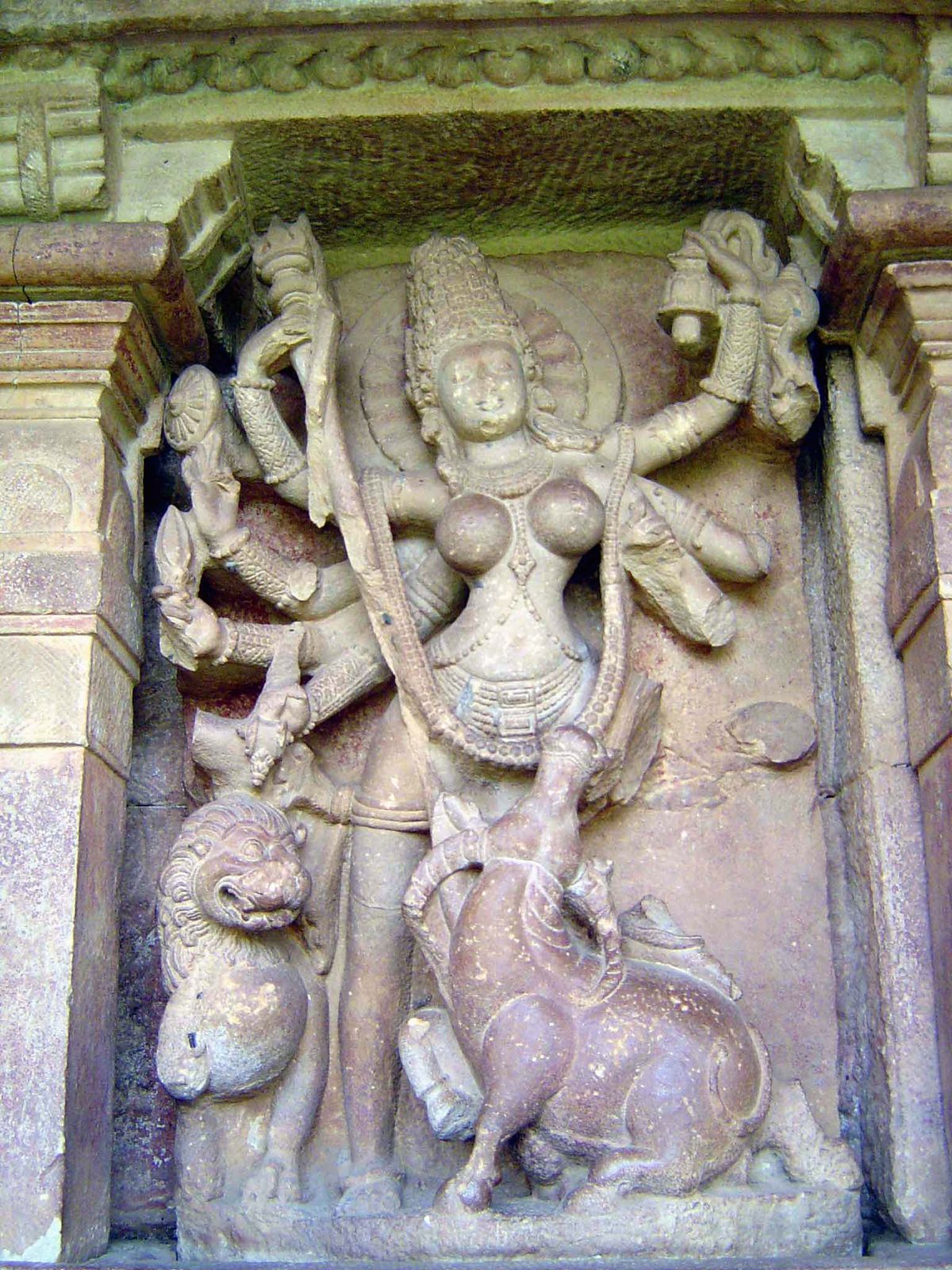 The goddess Durga; there is a matching image of Shiva.