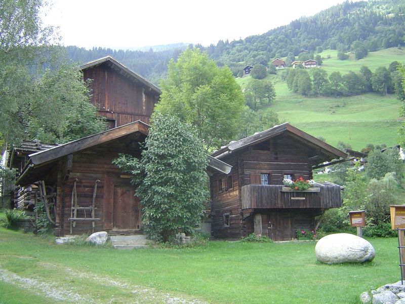 The museum complex, with a glacial erratic.