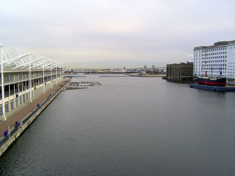 Still from the bridge and still looking east. The building on the left, with a very busy roof, is the 90,000 square-meter, column-free Excel