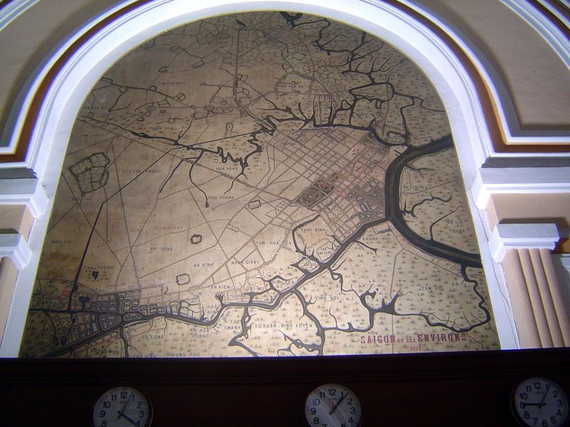 A wall map of Saigon and environs.