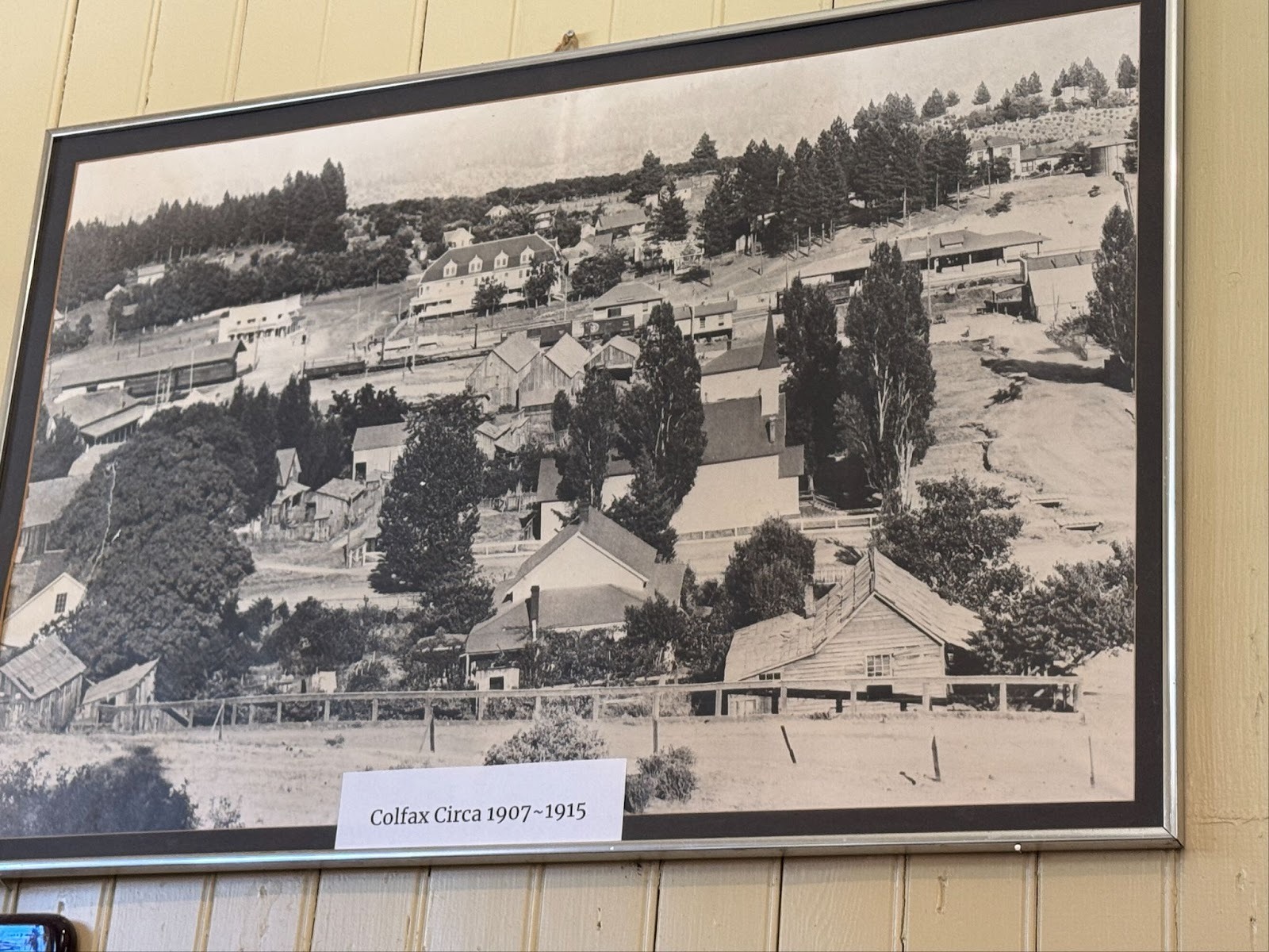 Amtrak trains come through here once a day, each way, but the station is now a museum, which has this photo on a wall.  You can see the stat