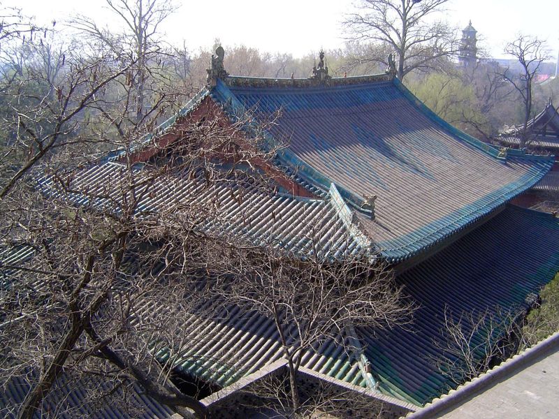 A view of the Sage Mother Hall from behind and above.