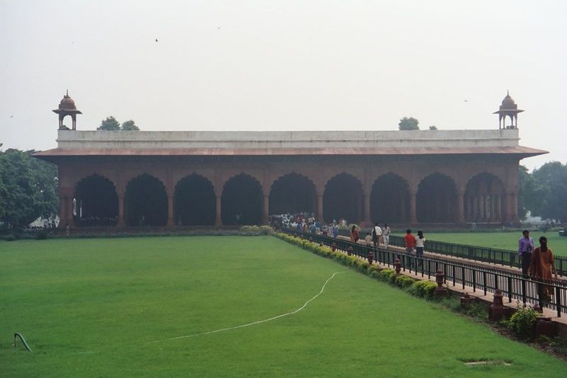 The Hall of Public Audience, or Diwan-i-Am. The lawn occupies what was the Am Khas, or Court of Public Audience. Commoners had access only t